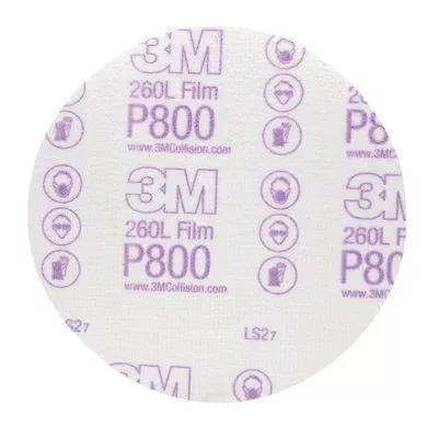 3M 0970 6-inch 800 Super Fine Hookit Film Abrasive Disc, White