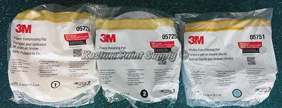 3M Perfect-It Foam Buffing Compounding Pads 05723 05725 05751 Kit 6 PADS TOTAL