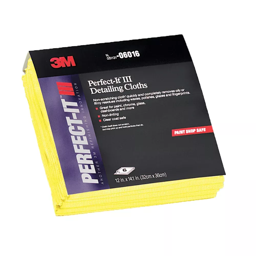3M Perfect-It Microfiber Detailing Cloths 06016 - 12 in x 14 in - Yellow (6-Pack)