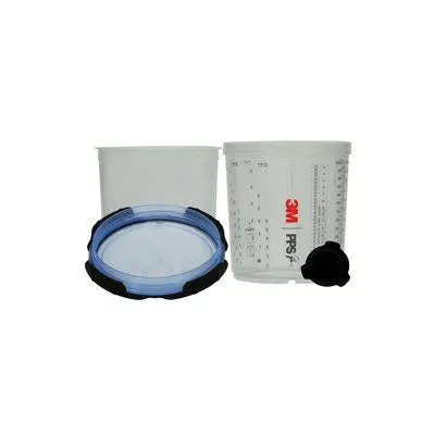 3M Standard Spray Cup Liner Kit 26301 - 650 mL with 50 lids, 50 liners, 32 sealing plugs and hard