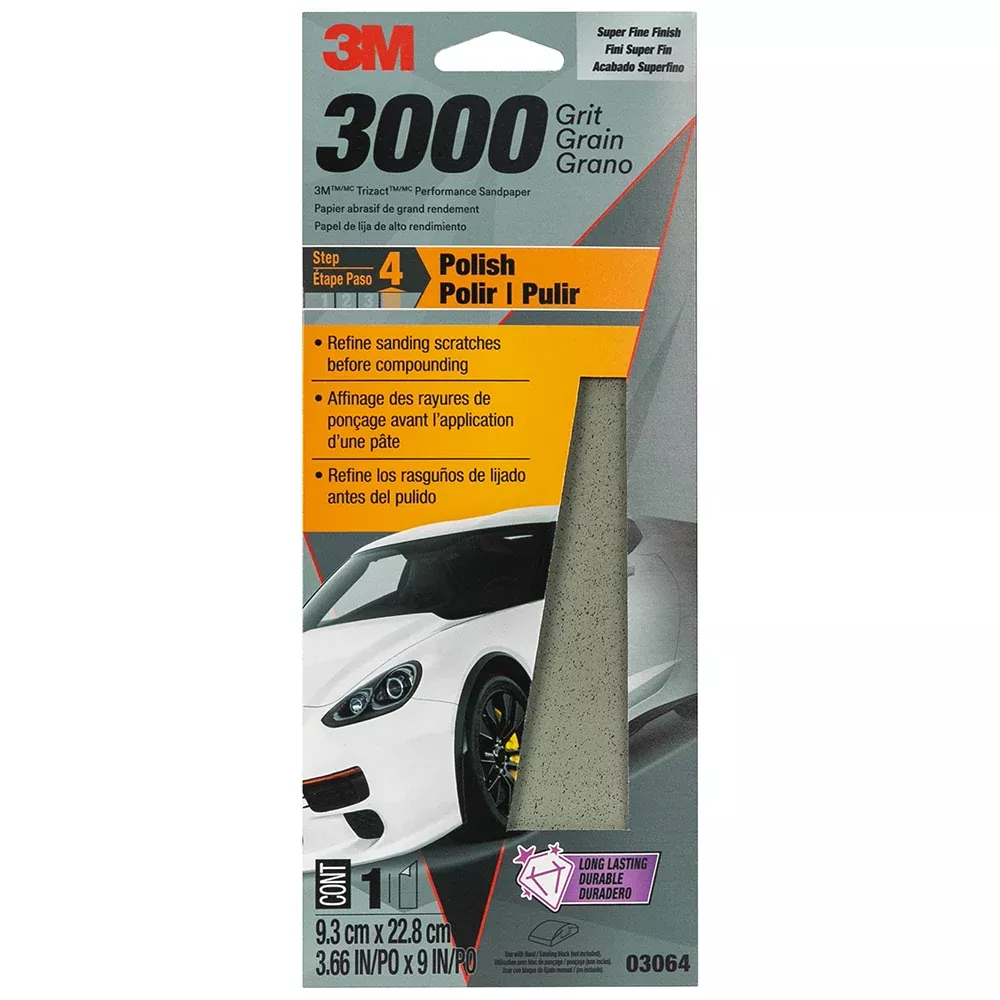 3M Trizact Performance Sandpaper 03064 - 3.66 in x 9 in - 3000 Grit