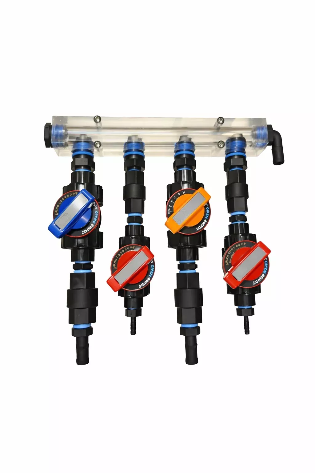 4 Port-Clear Acrylic Soft Wash Mixing Proportioner with Precision Flow Valves