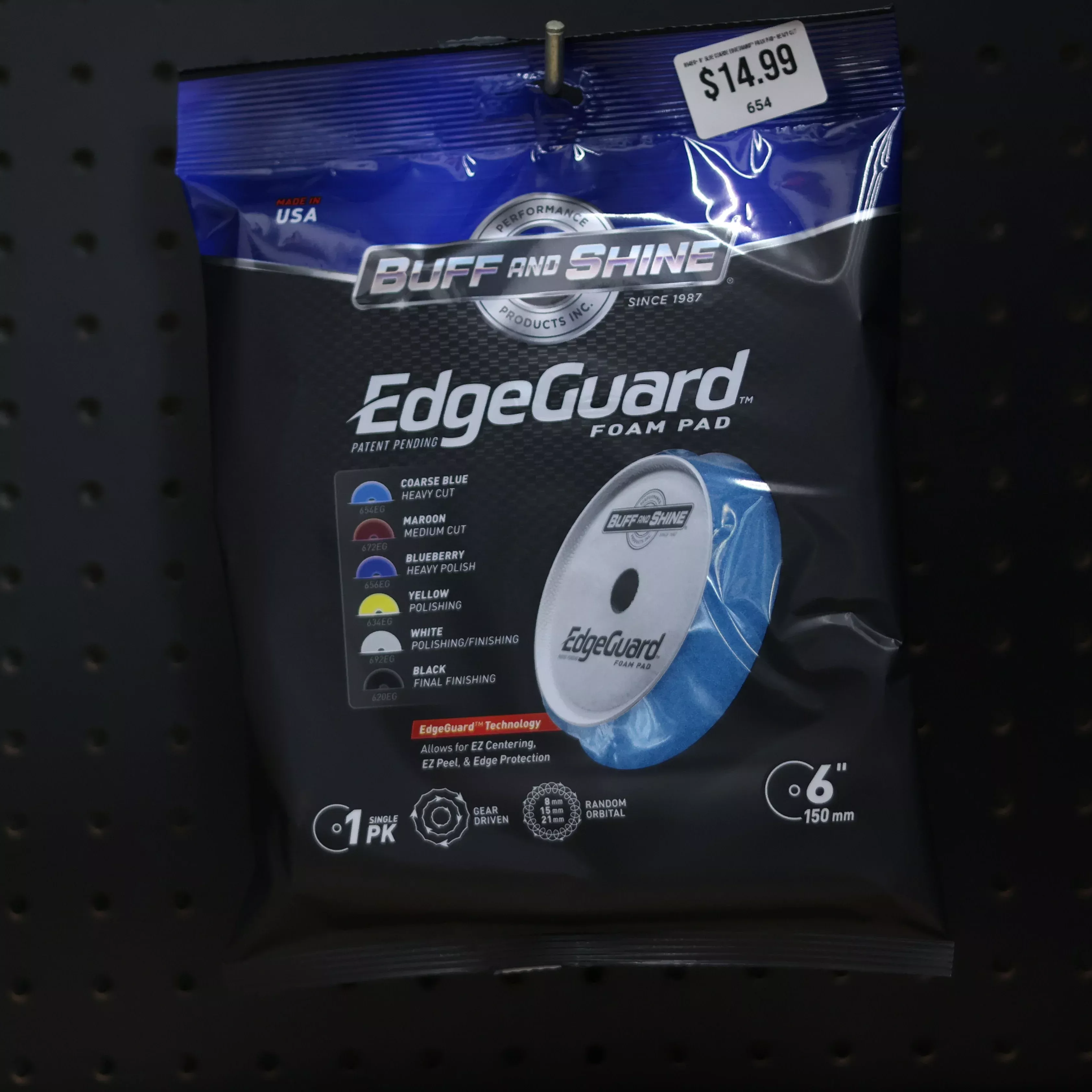 654EG - 6" Blue Coarse EdgeGuard™ Foam Pad - Heavy Cut