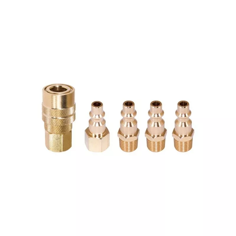 AES Industries 865 5-Piece Quick Coupler Set 1/4 in NPT Brass Includes Female and Male Connectors