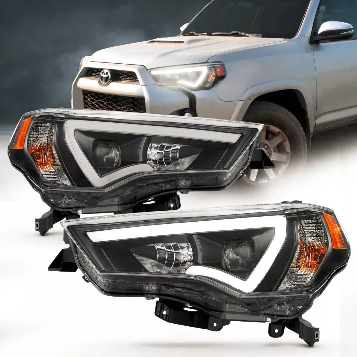 Anzo Projector Light Bar Style Black Headlights For 4Runner (2014-2024)