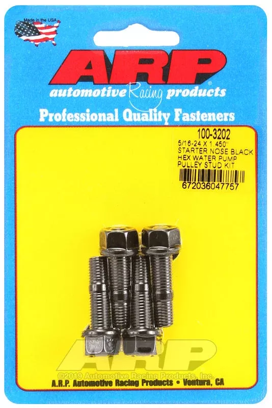 ARP 100-3202 5/16-24 X 1.450 starter nose black hex water pump pulley stud kit