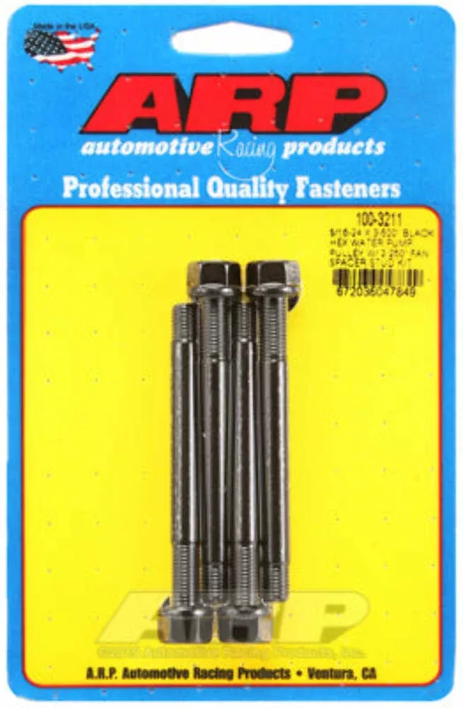 ARP 100-3211 5/16-24 X 3.500 black hex water pump pulley w/ 2.250 fan spacer stud kit