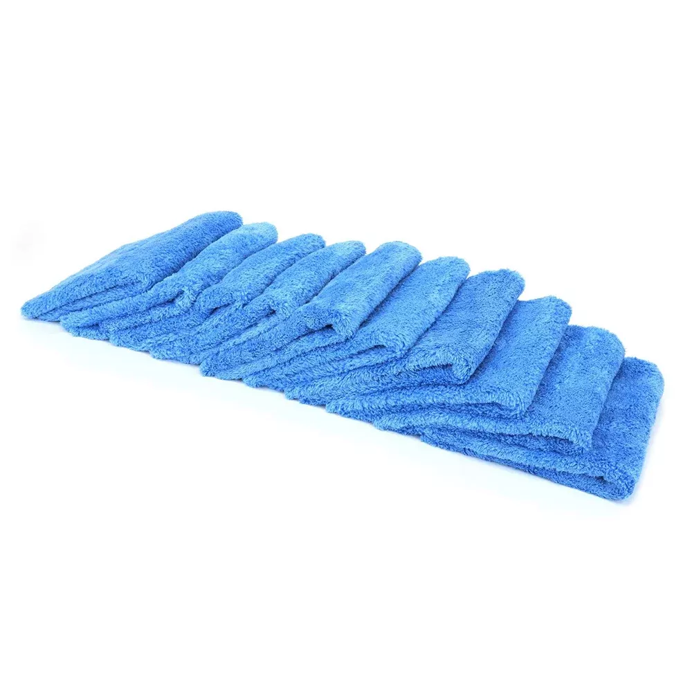 Autofiber [Korean Plush 470] Edgeless Microfiber Towel - 470 GSM - 16" x 16" - Blue (10-Pack)