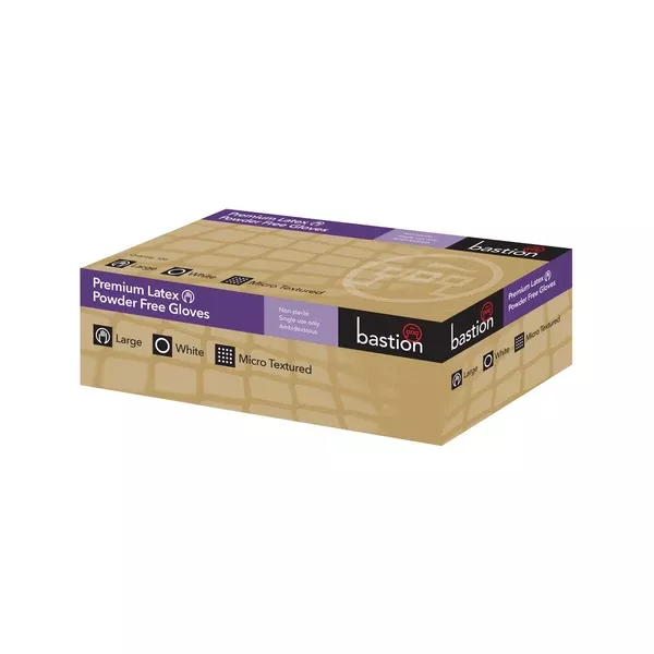 Bastion Powder Free Latex Gloves 100 Pcs - Large