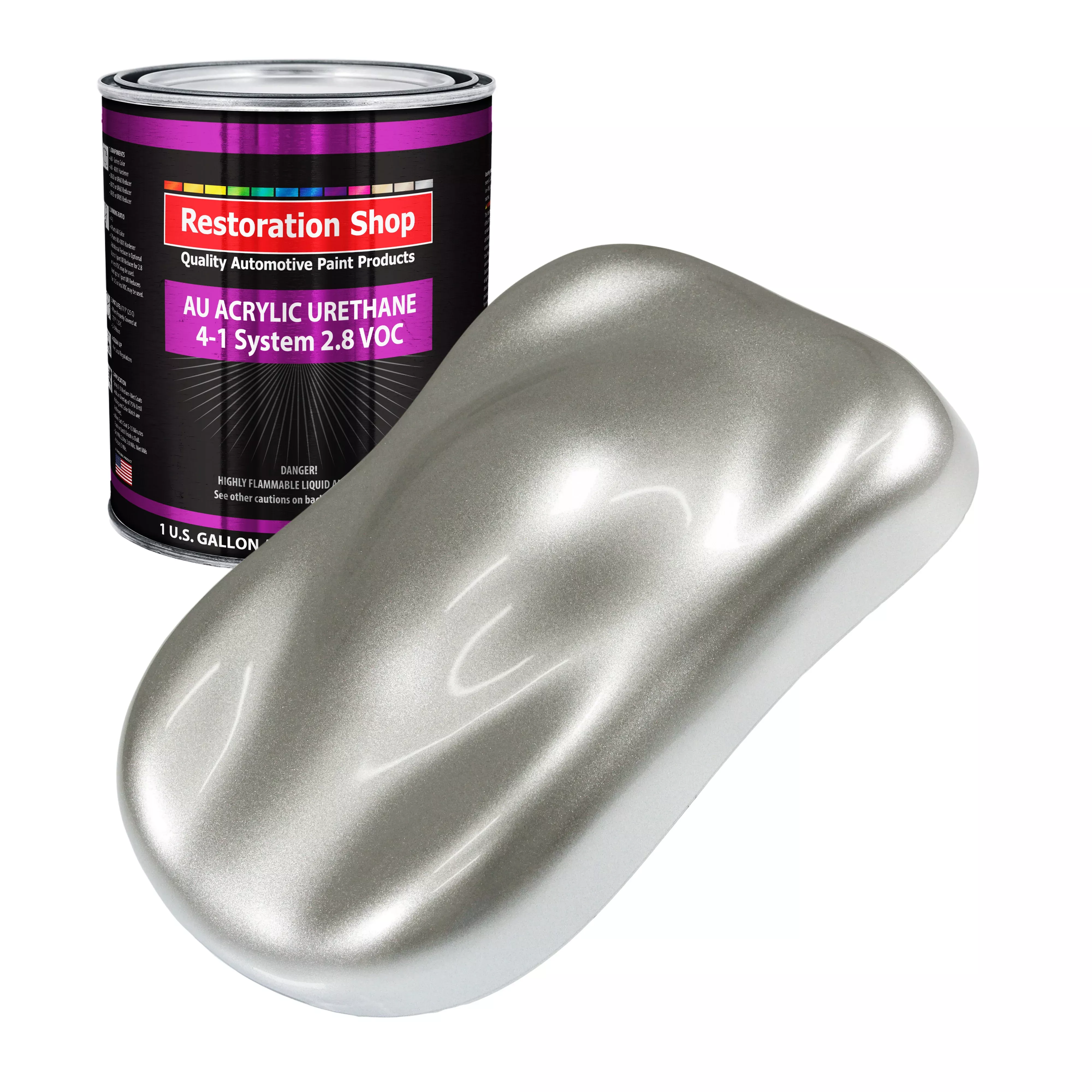 Brilliant Silver Firemist Acrylic Urethane Auto Paint - Gallon Paint Color Only - Professional Single Stage Gloss Automotive Car Truck Coating 2.8 VOC