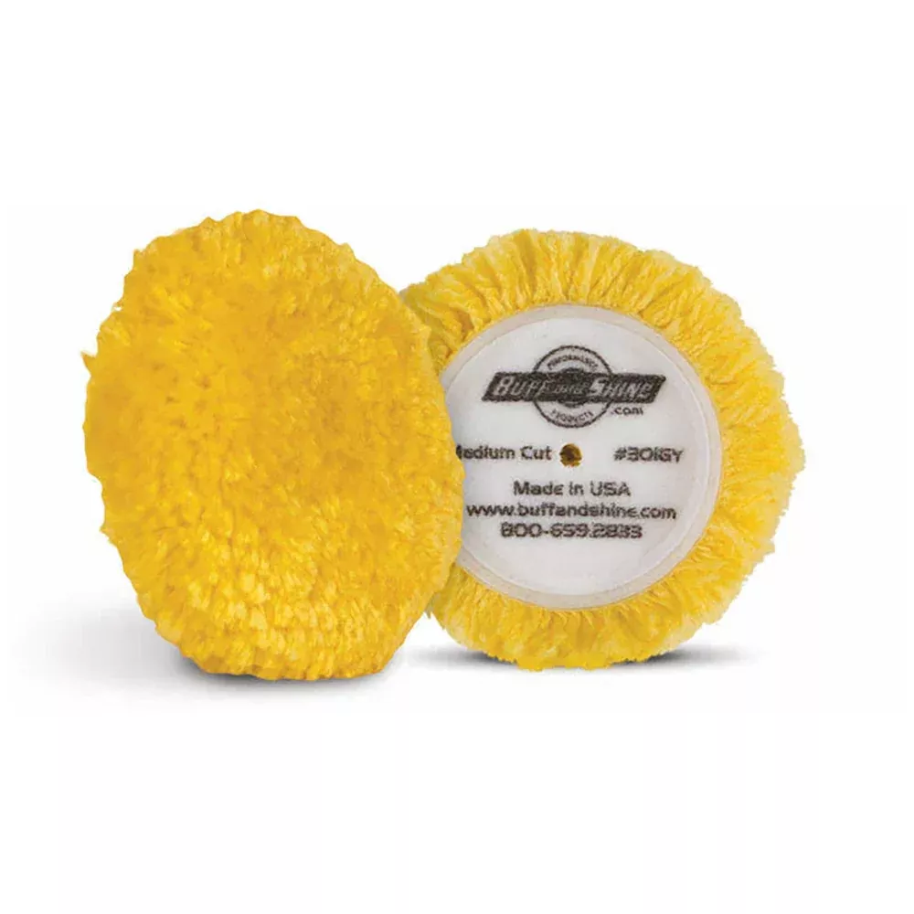 Buff and Shine Wool Blend Polishing Pad - 3 inch - Yellow (2-Pack)