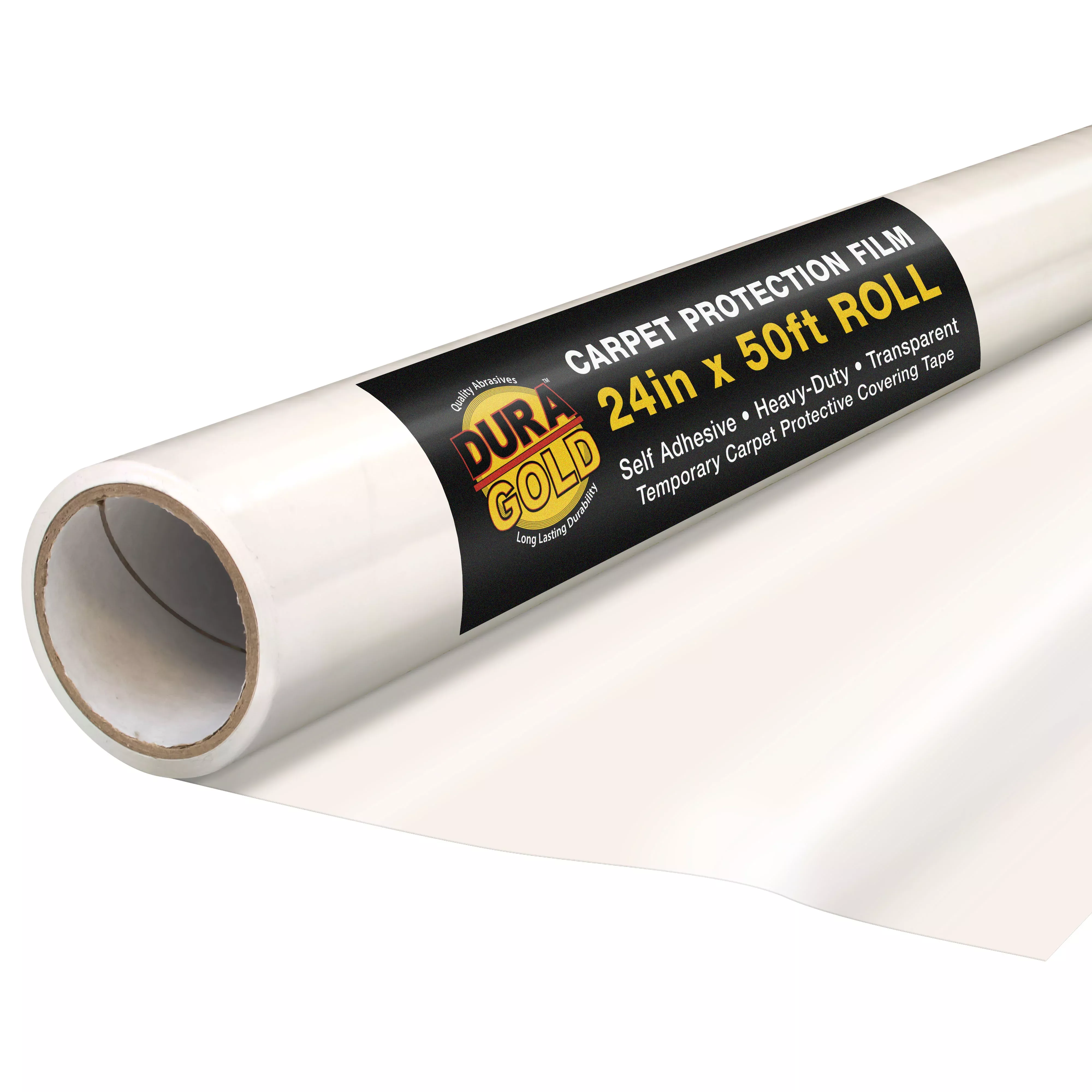 Carpet Protection Film, 24-inch x 50-foot Roll, Clear Plastic Carpet Protector, Self-Adhesive Plastic for Temporary Stair, Rug, and Floor Protection