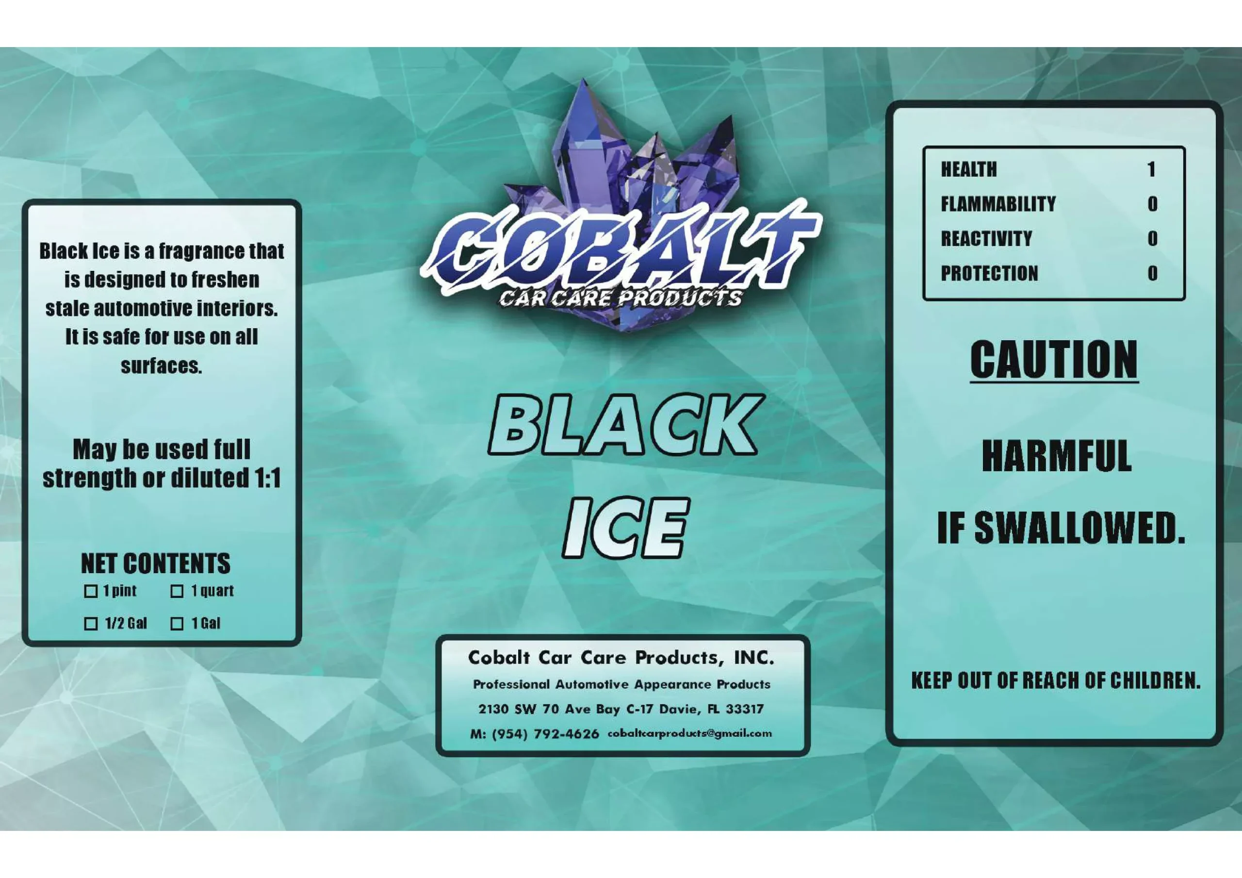 Cobalt Car Care Products Black Ice Air Freshener