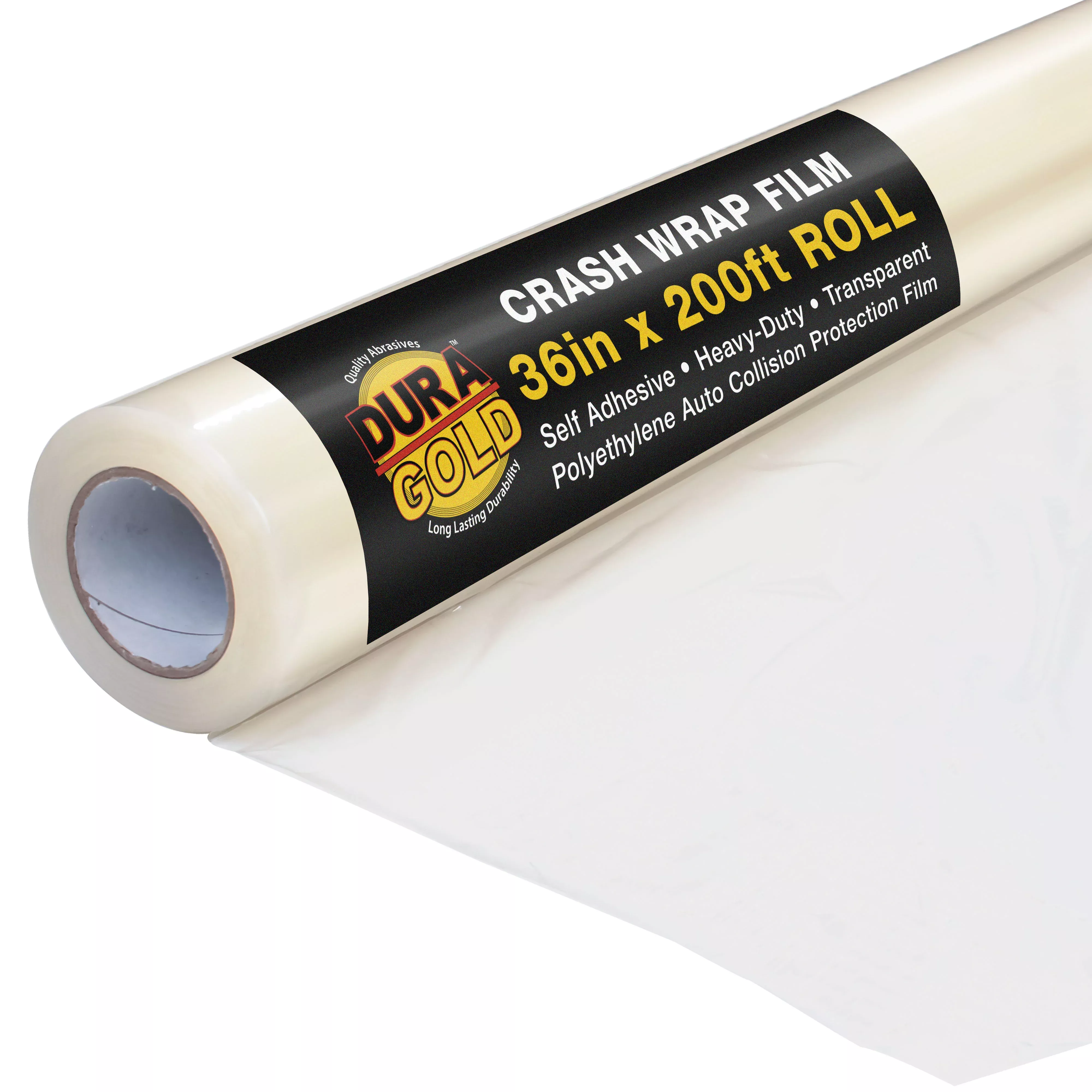 Crash Wrap Film, 36-inch x 200-foot Roll, Clear Plastic Protector, Self-Adhesive Plastic for Auto Collision, Weather, Dust Protection, Broken Windows Windshields