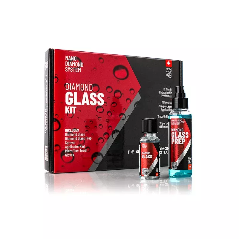 Diamond Glass Kit – Advanced Nanodiamond Glass Coating for Superior Visibility & 12-Month Hydrophobic Protection