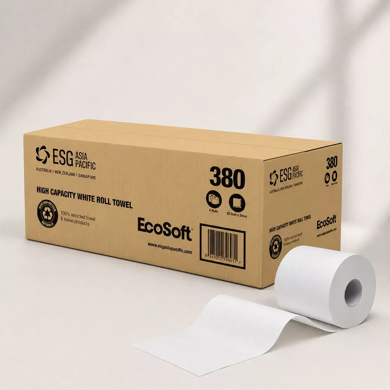 ESG EcoSoft 380 High Capacity White Hand Roll Towel (6 x 243M Roll)