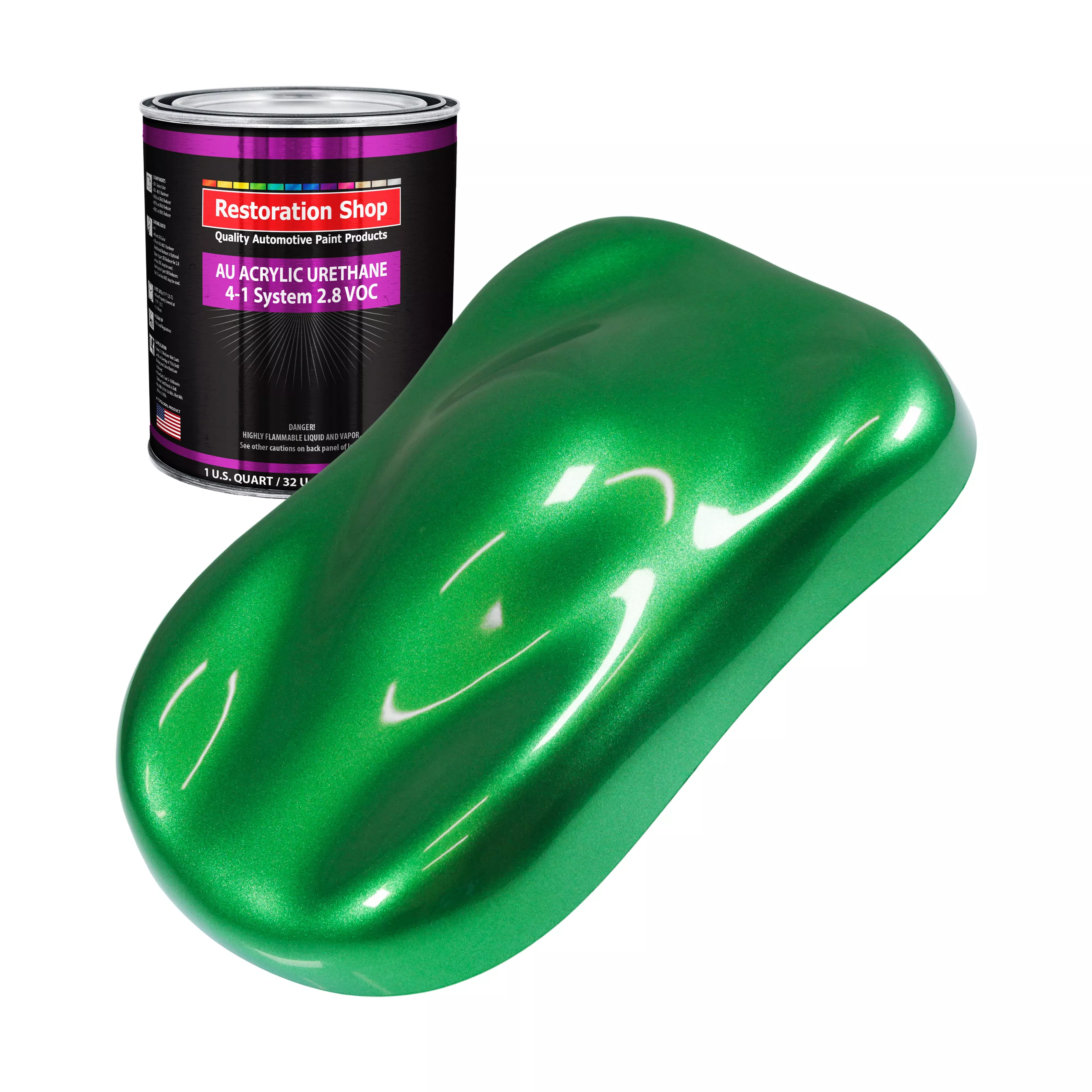 Firemist Green Acrylic Urethane Auto Paint - Quart Paint Color Only - Professional Single Stage High Gloss Automotive, Car, Truck Coating, 2.8 VOC