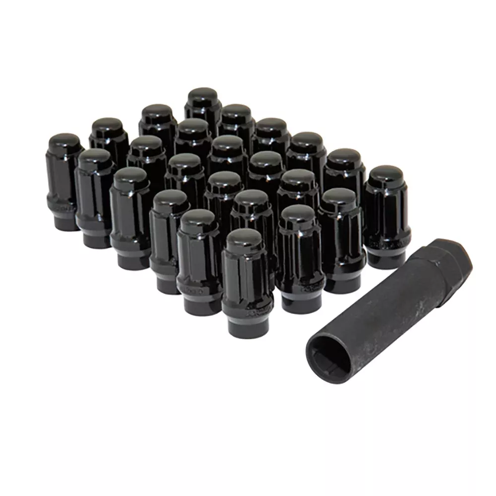 Gorilla Auto Black Spline Lug Nuts 12mm x 1.50 Thread and Dual Hex key 24-Pack.