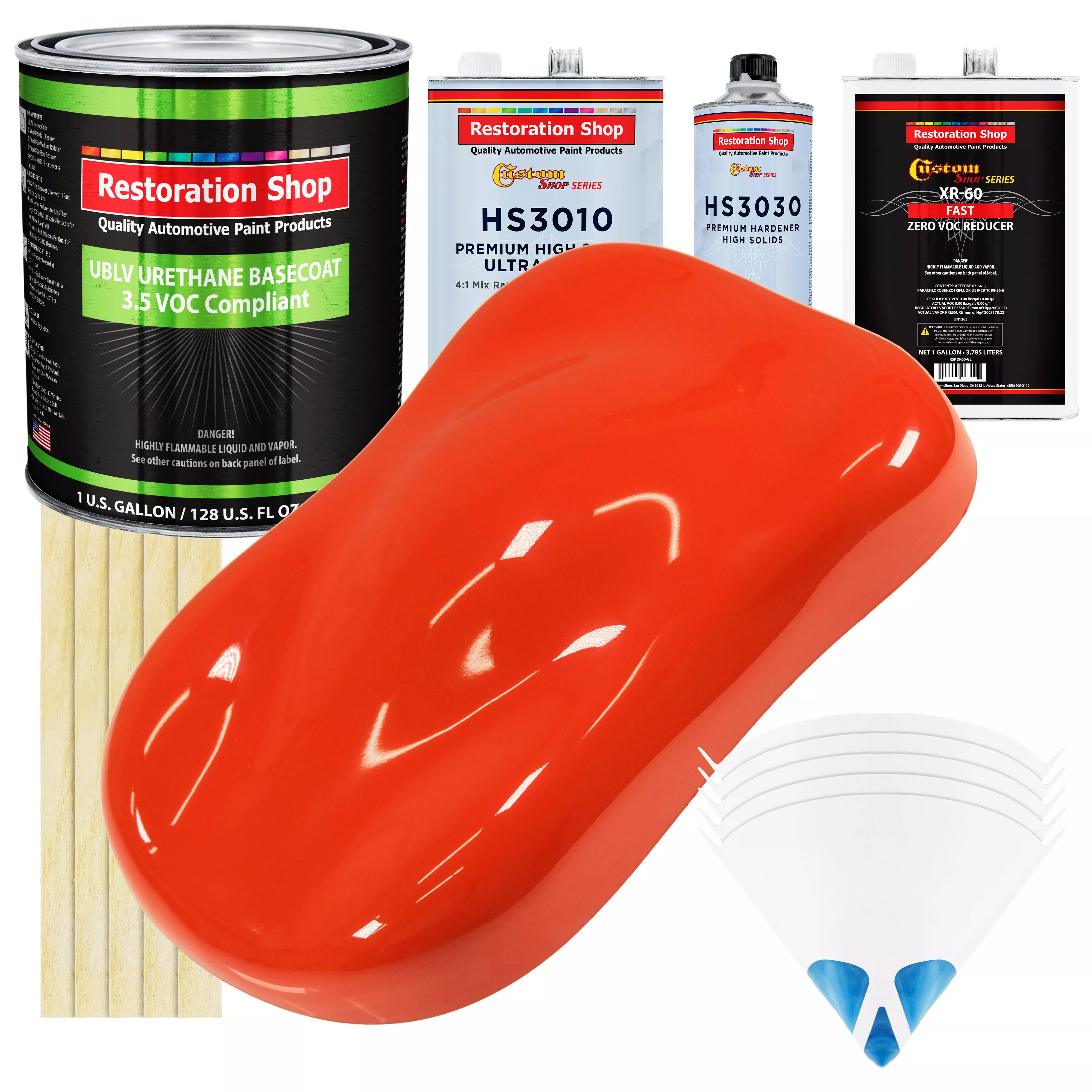 Hemi Orange - LOW VOC Urethane Basecoat with Premium Clearcoat Auto Paint (Complete Fast Gallon Paint Kit) Professional High Gloss Automotive Coating
