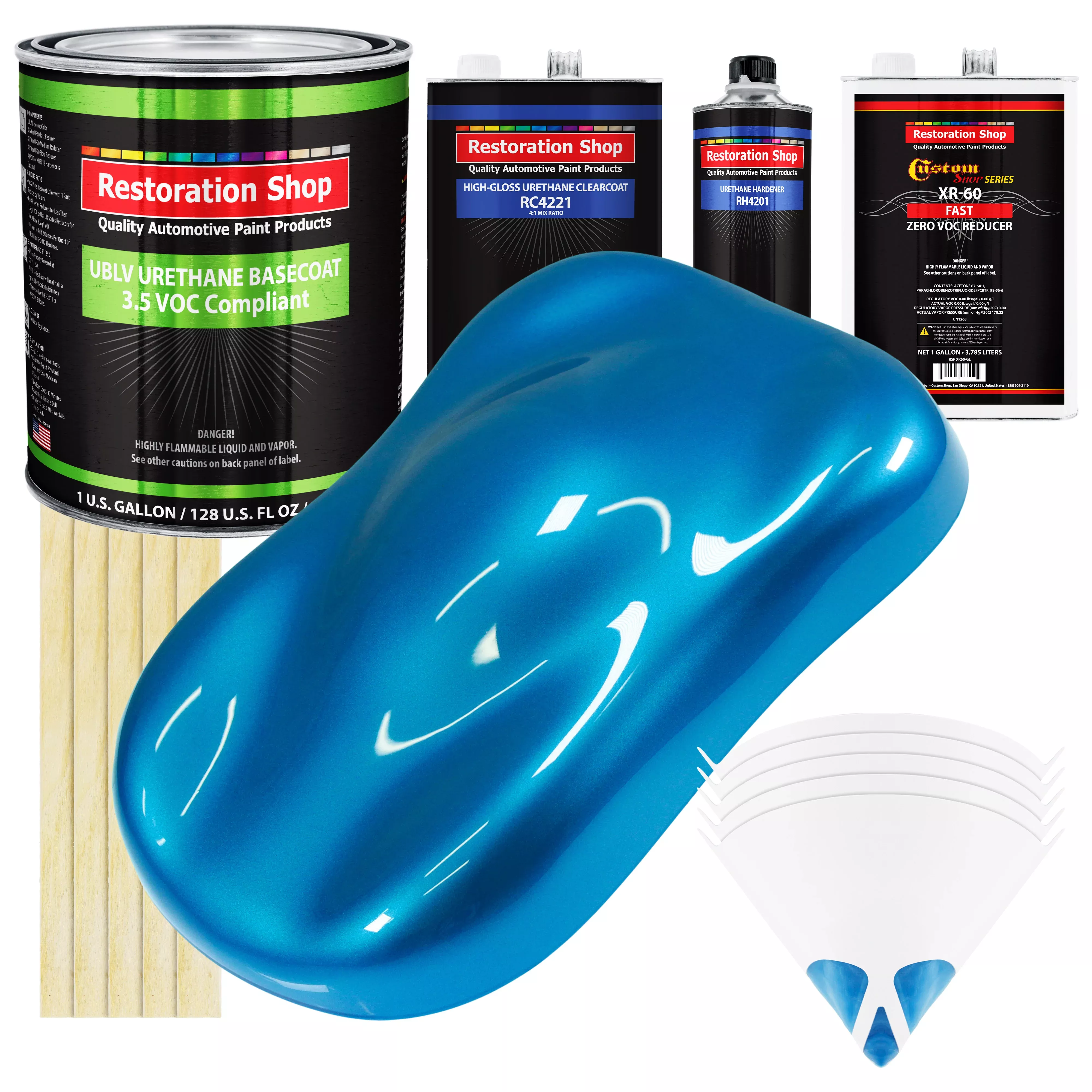 Intense Blue Metallic - LOW VOC Urethane Basecoat with Clearcoat Auto Paint - Complete Fast Gallon Paint Kit - Professional Gloss Automotive Coating