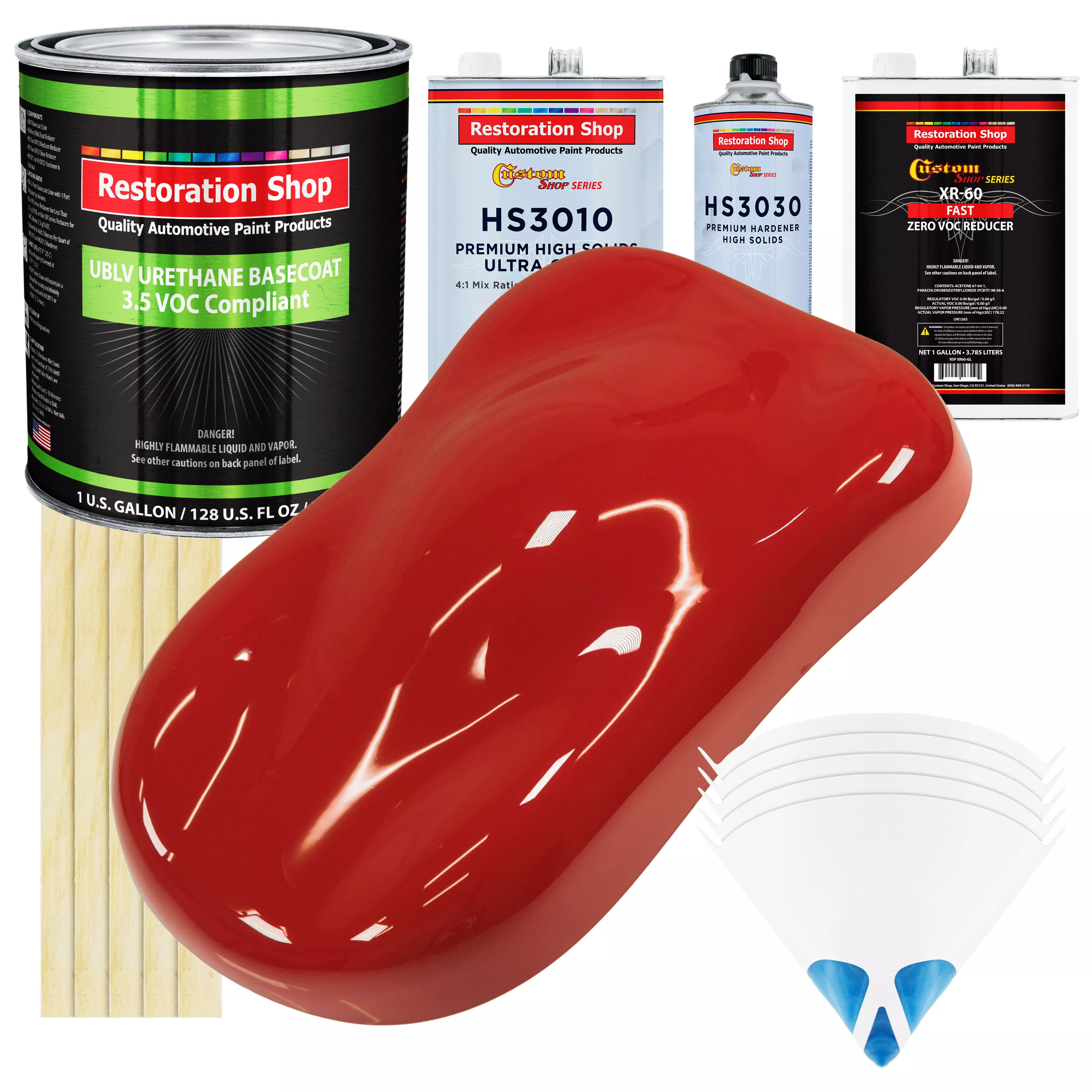 Jalapeno Bright Red - LOW VOC Urethane Basecoat with Premium Clearcoat Auto Paint - Complete Fast Gallon Paint Kit - Professional Automotive Coating