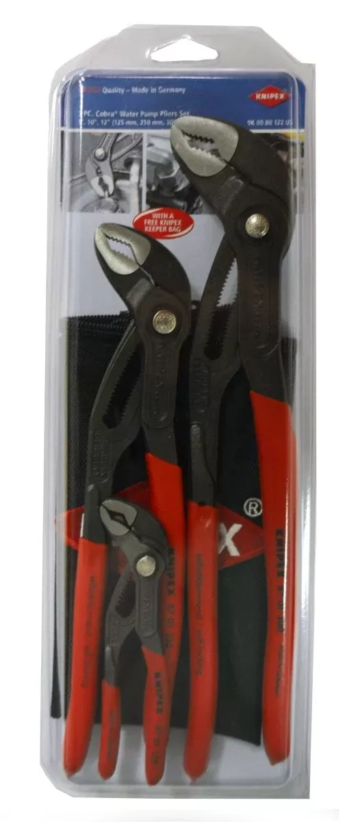 Knipex Cobra Water Pump Pliers Set With Pouch 3 Piece 9K 00 80 122 US