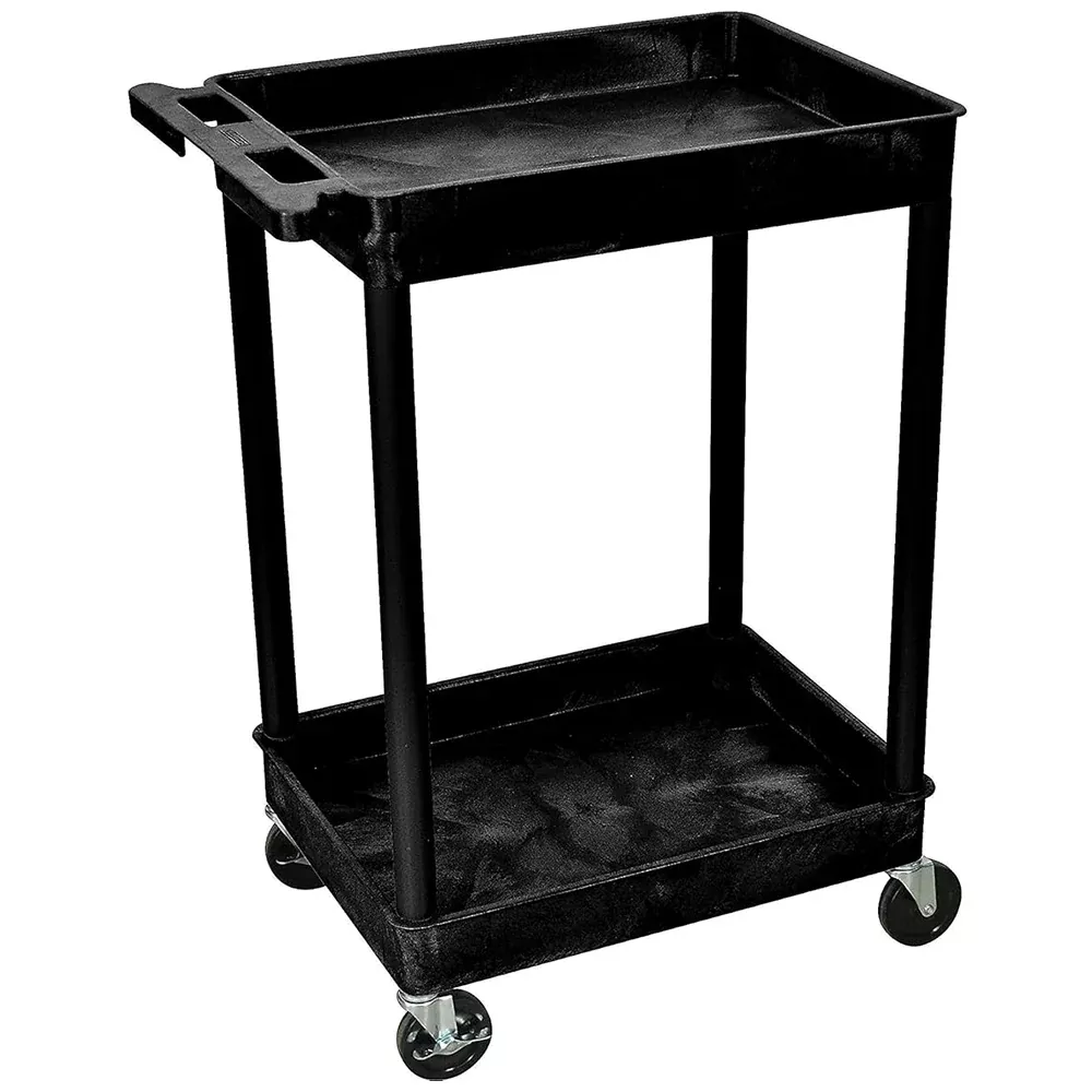 Luxor ENDURA 32" Two-Shelf Utility Cart - 24 in x 18 in - Black