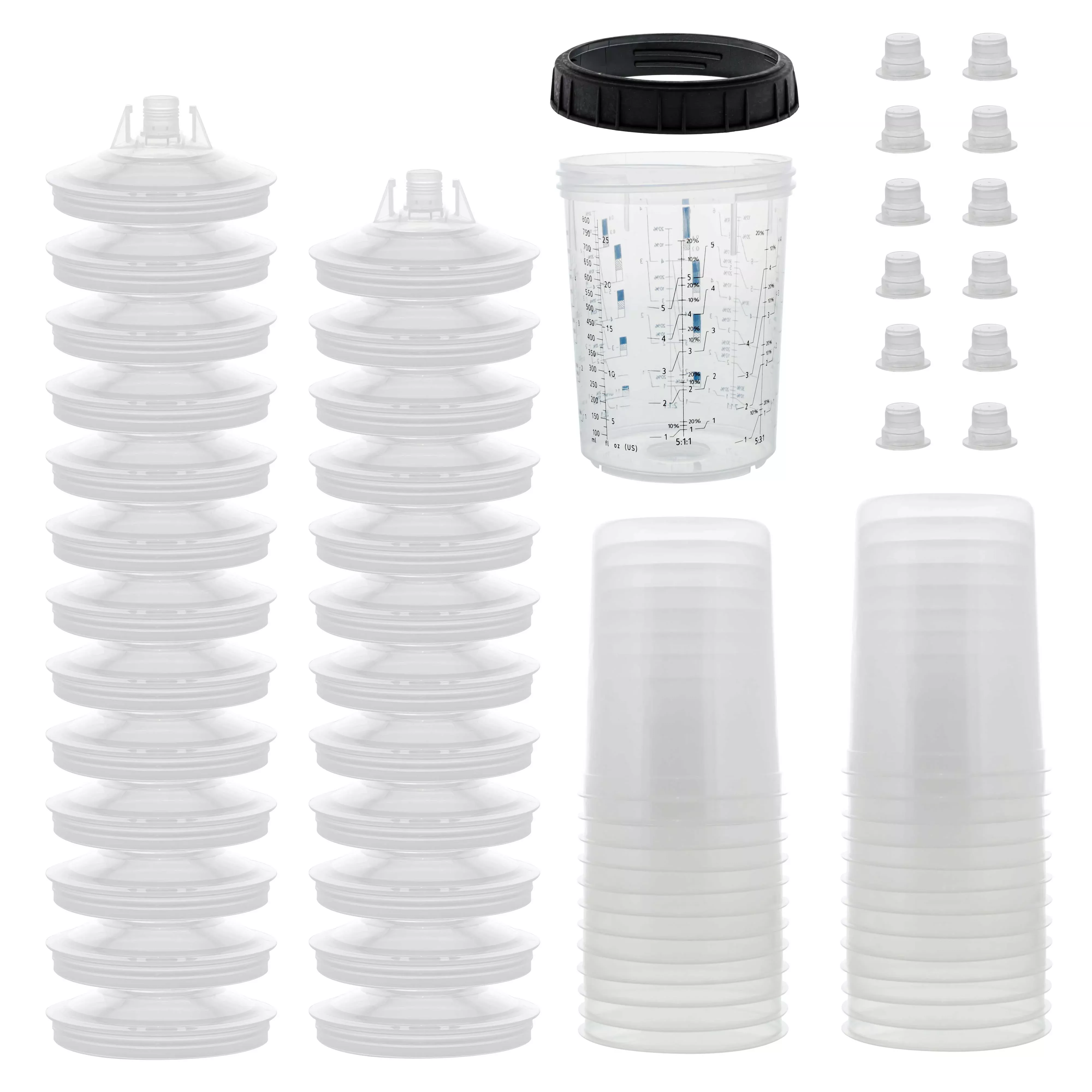 Master Paint System MPS Disposable Paint Spray Gun Cup Liners and Lid System, 25 Pack Large Size 27 Ounce (800ml) Kit