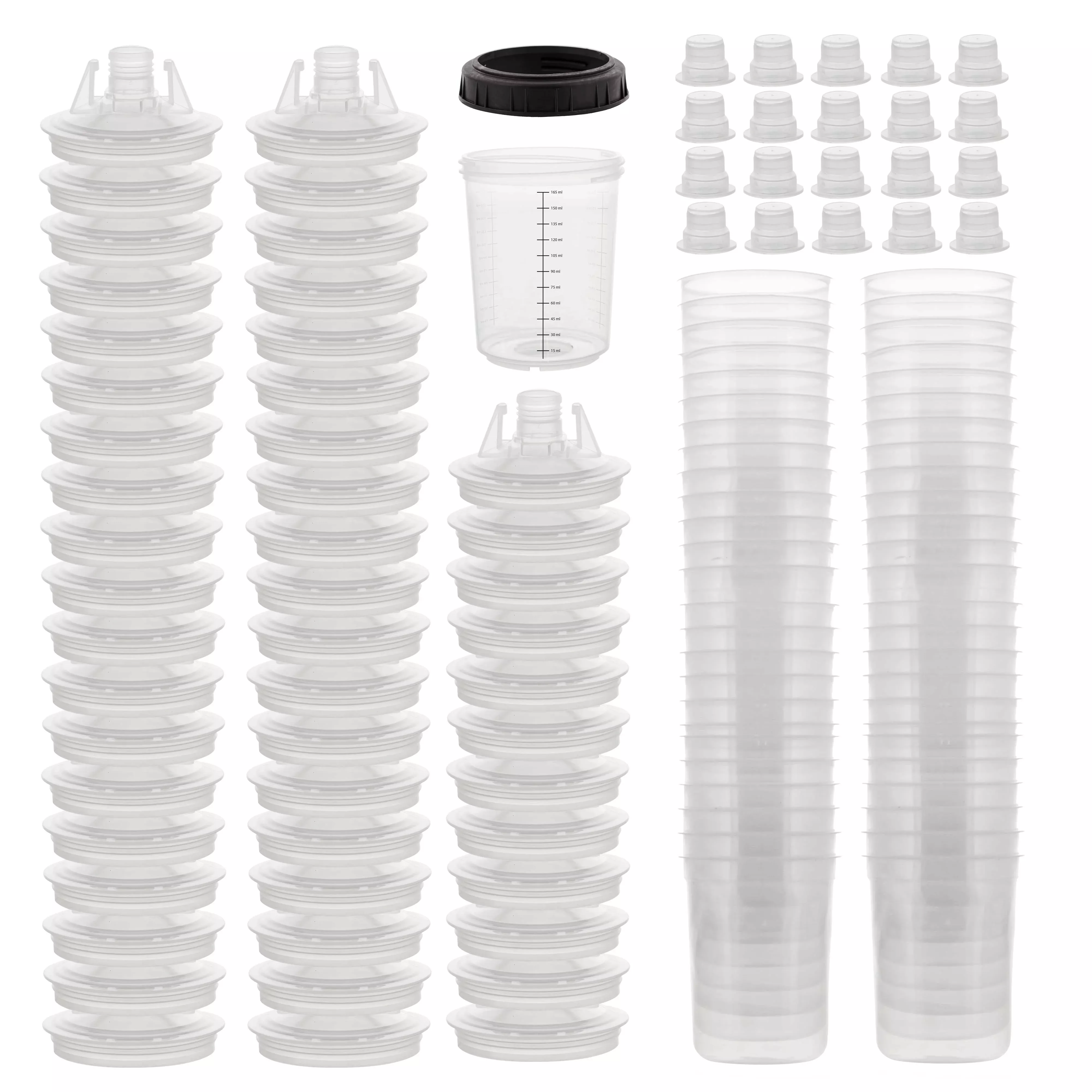Master Paint System MPS Disposable Paint Spray Gun Cup Liners and Lid System, 50 Pack Mini Size 6 Ounce (180ml) Kit