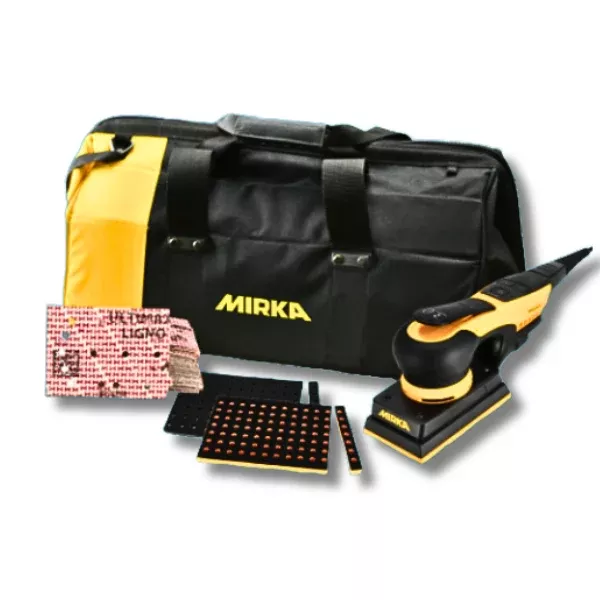 Mirka DEOS 343XCV 3" x 4" Orbital Sander Ligno Groove Toolbag Bundle