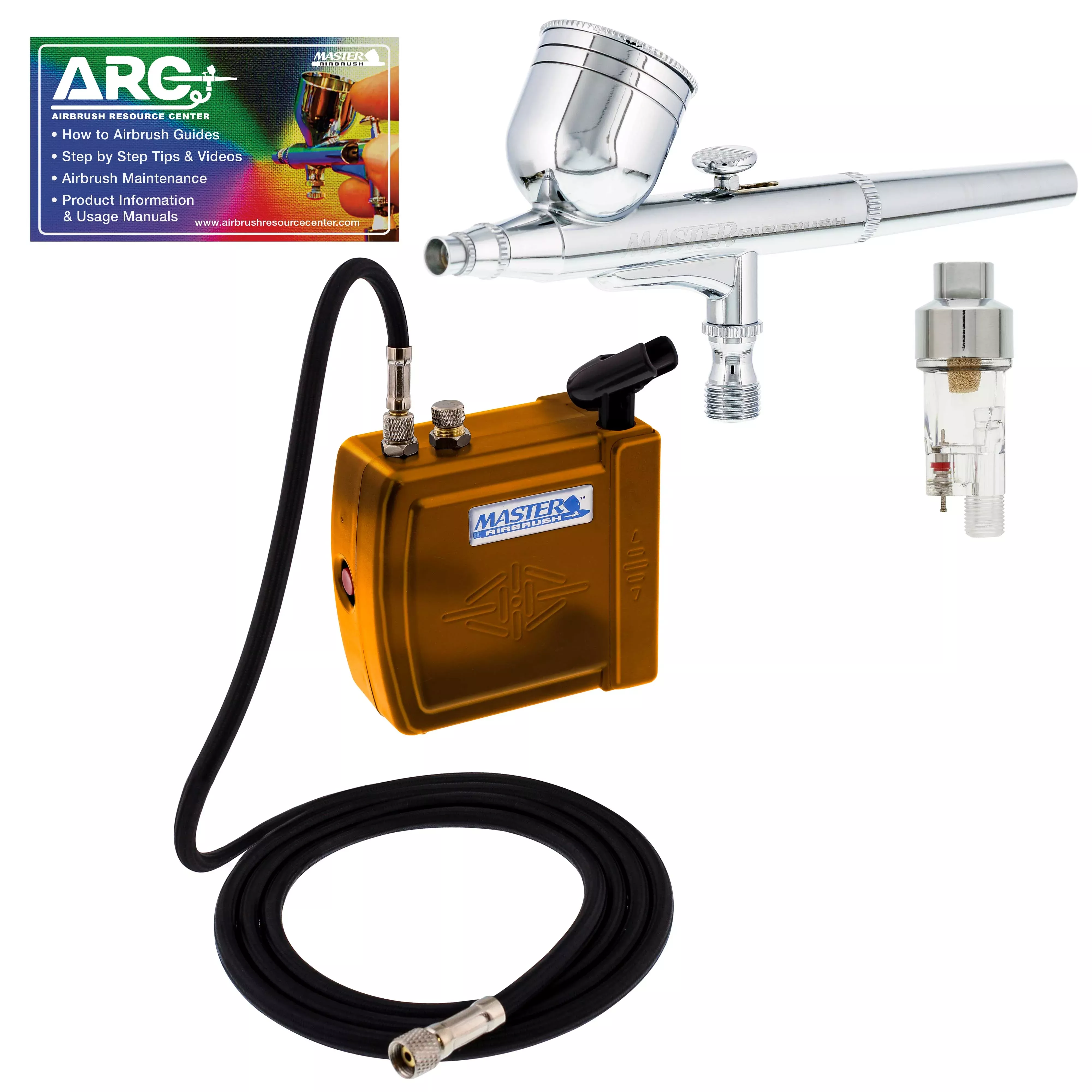 Multi-Purpose with Mini C16-G Air Compressor, Airbrush & ARC Card - Portable Airbrush Kit with Compressor for Nail Art, Miniature