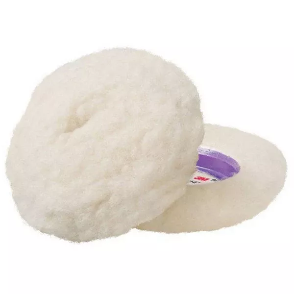 Perfect-It™ 30040 Single-Sided Low-Lint Wool Compounding Pad - 4 in Diameter, Hook-and-Loop, White