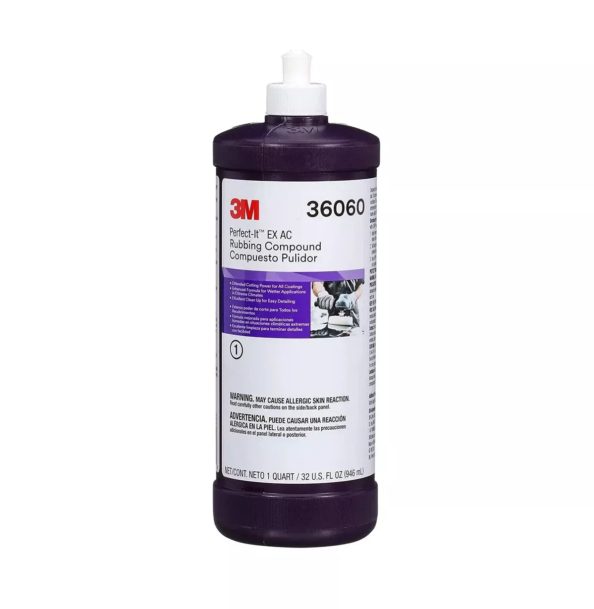 Perfect-It 36060 EX AC Rubbing Compound 1 qt White Liquid - Efficient Scratch Removal