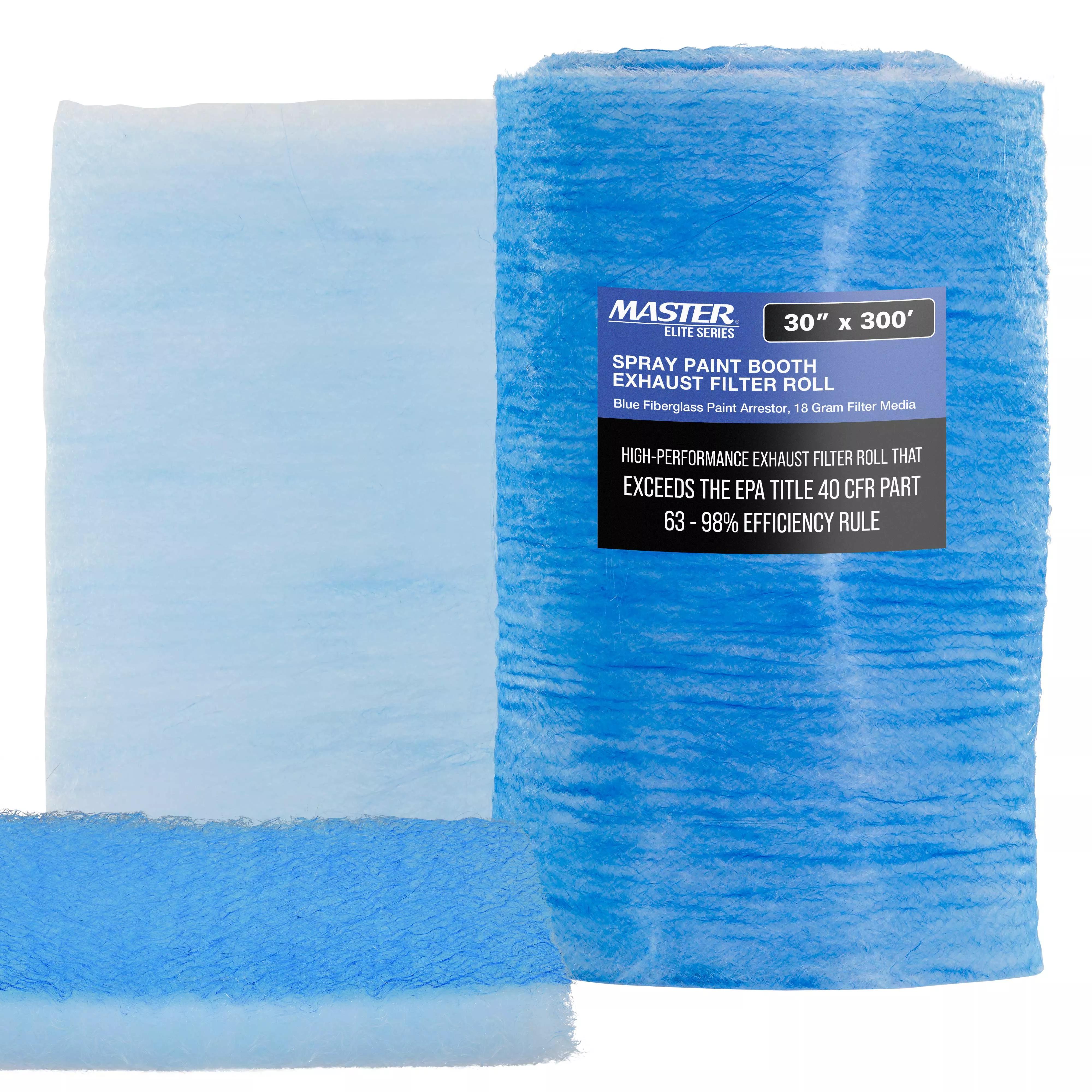 Premium Paint Spray Booth Exhaust Filter Roll, 30" x 300' - 18 Gram Fiberglass Paint Arrestor - Traps Overspray Paint Particles