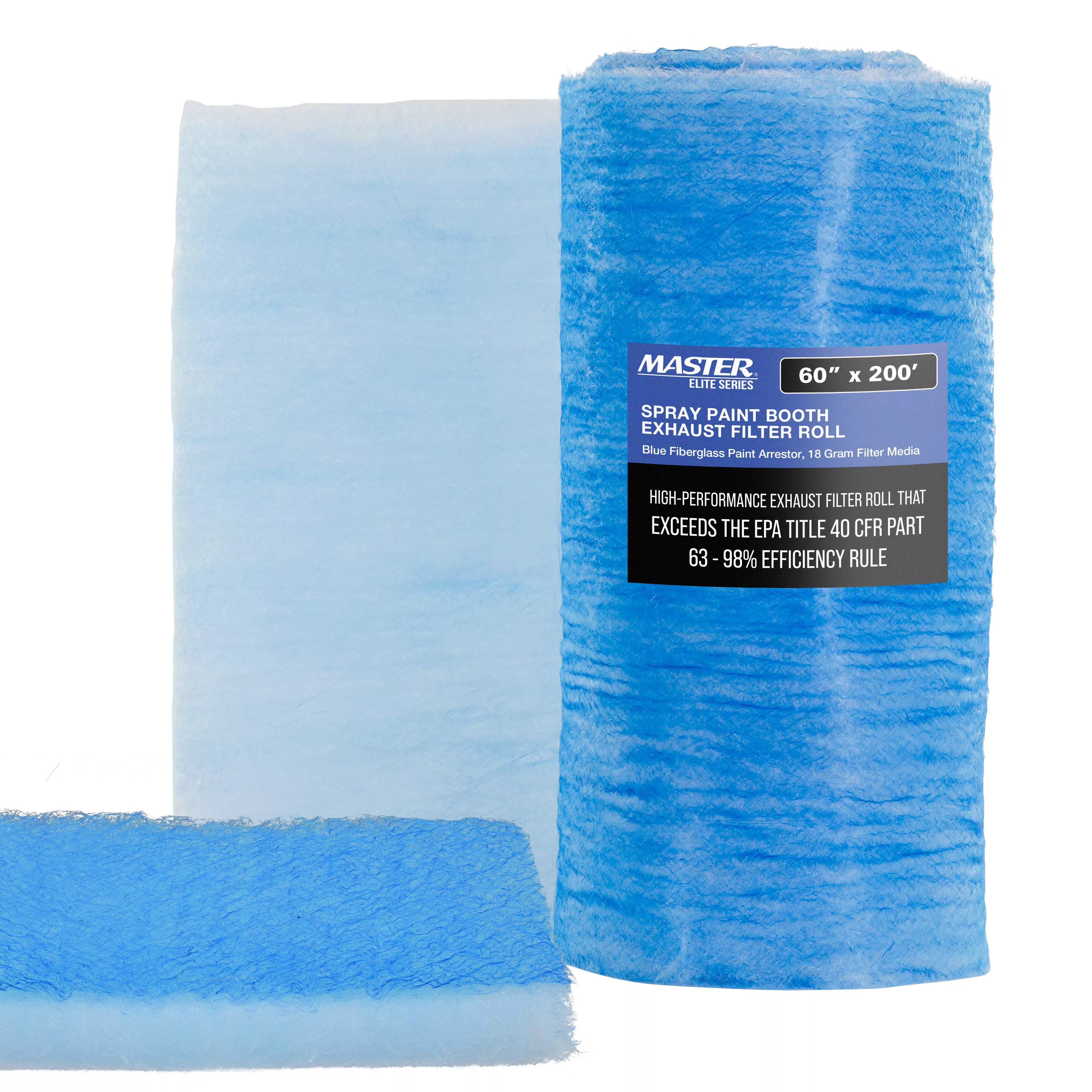 Premium Paint Spray Booth Exhaust Filter Roll, 60" x 200' - 18 Gram Fiberglass Paint Arrestor - Traps Overspray Paint Particles
