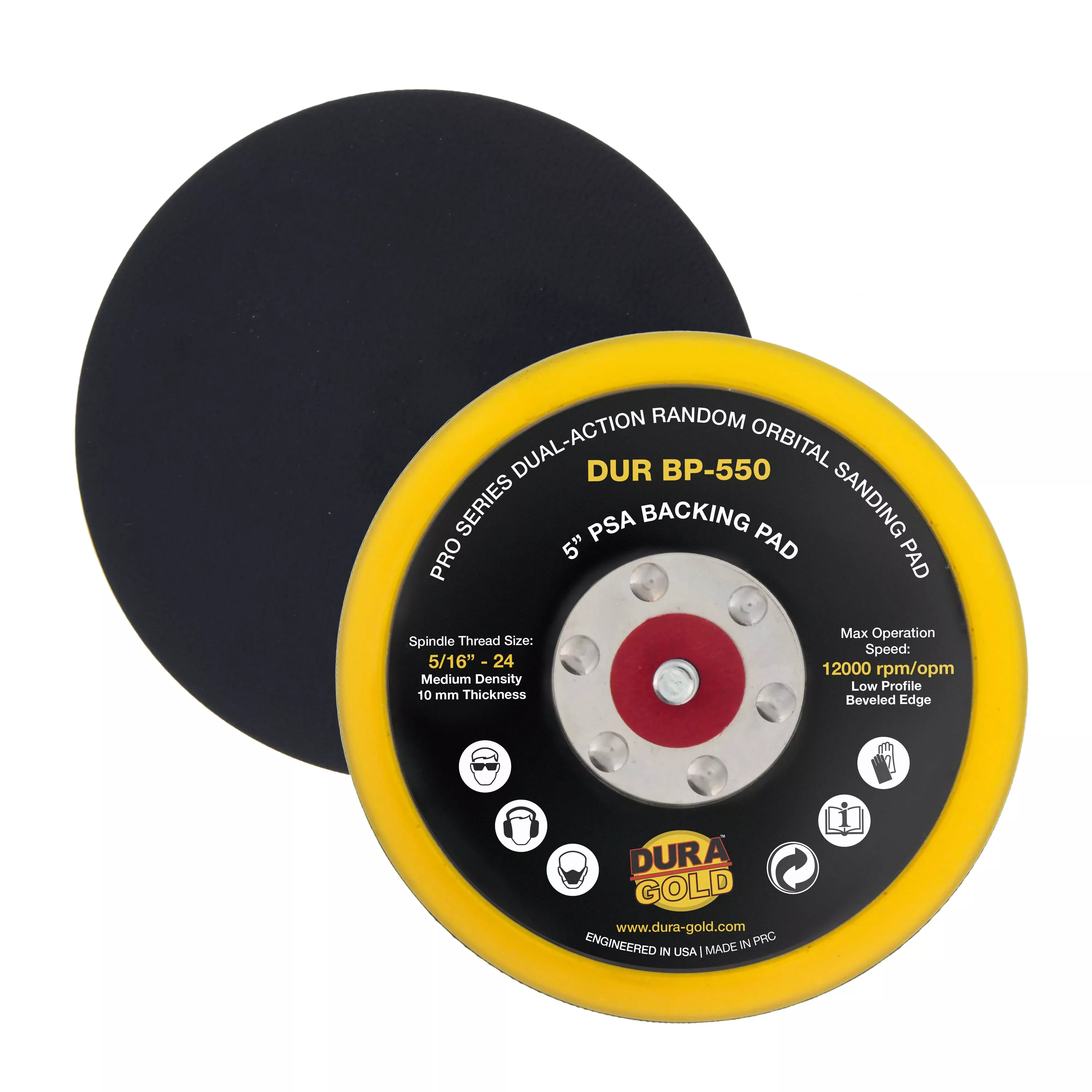 Pro Series 5" PSA DA Sander Backing Plate Pad - Flexible, Dual-Action Random Orbital Sanding Pad, Self-Adhesive Stickyback Sandpaper Discs