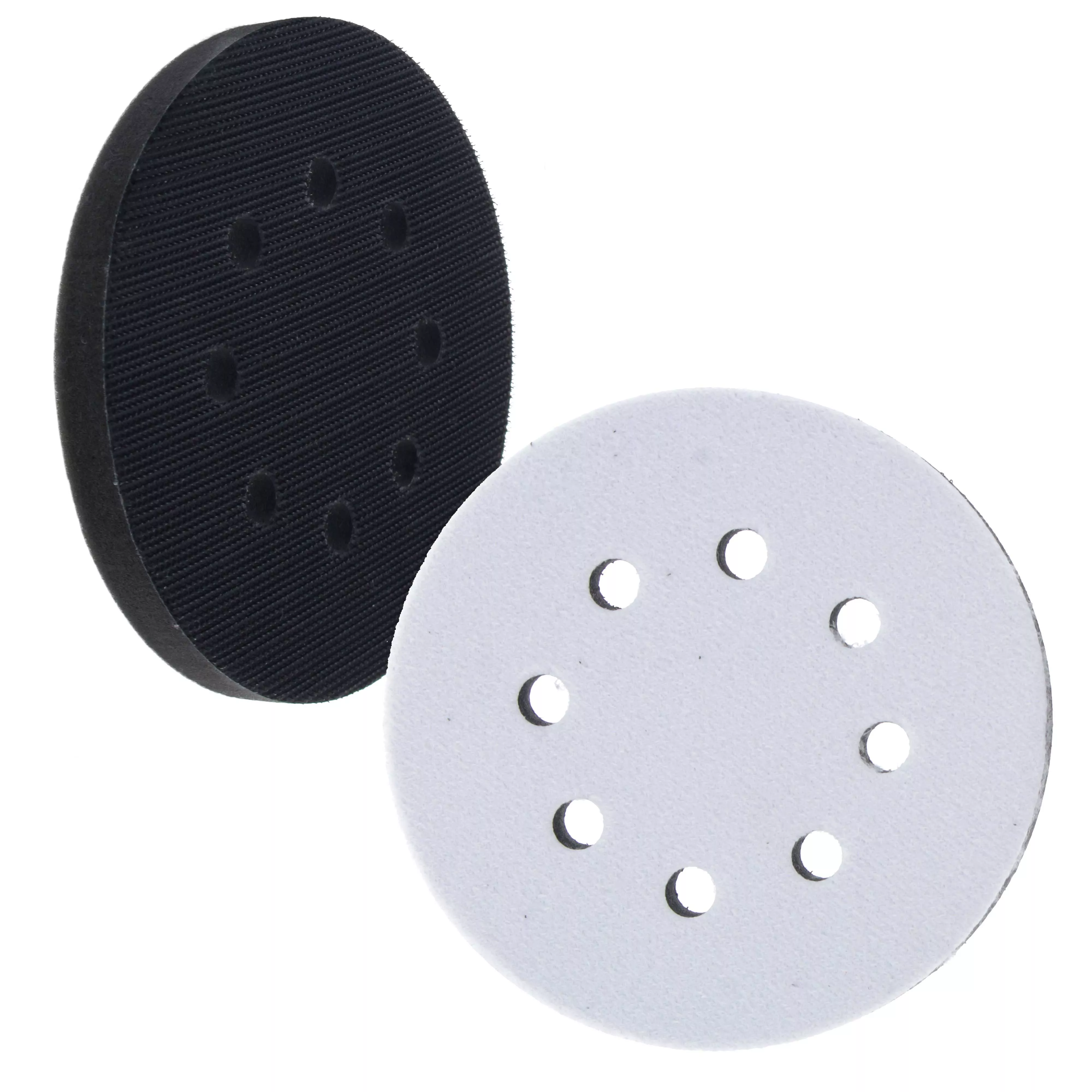 Pro Series 5" x 10mm Soft Density Interface Pad, 8 Hole Pattern Dustless, 2 Pack - Hook & Loop, Between Vacuum Sander Sanding Discs Polisher