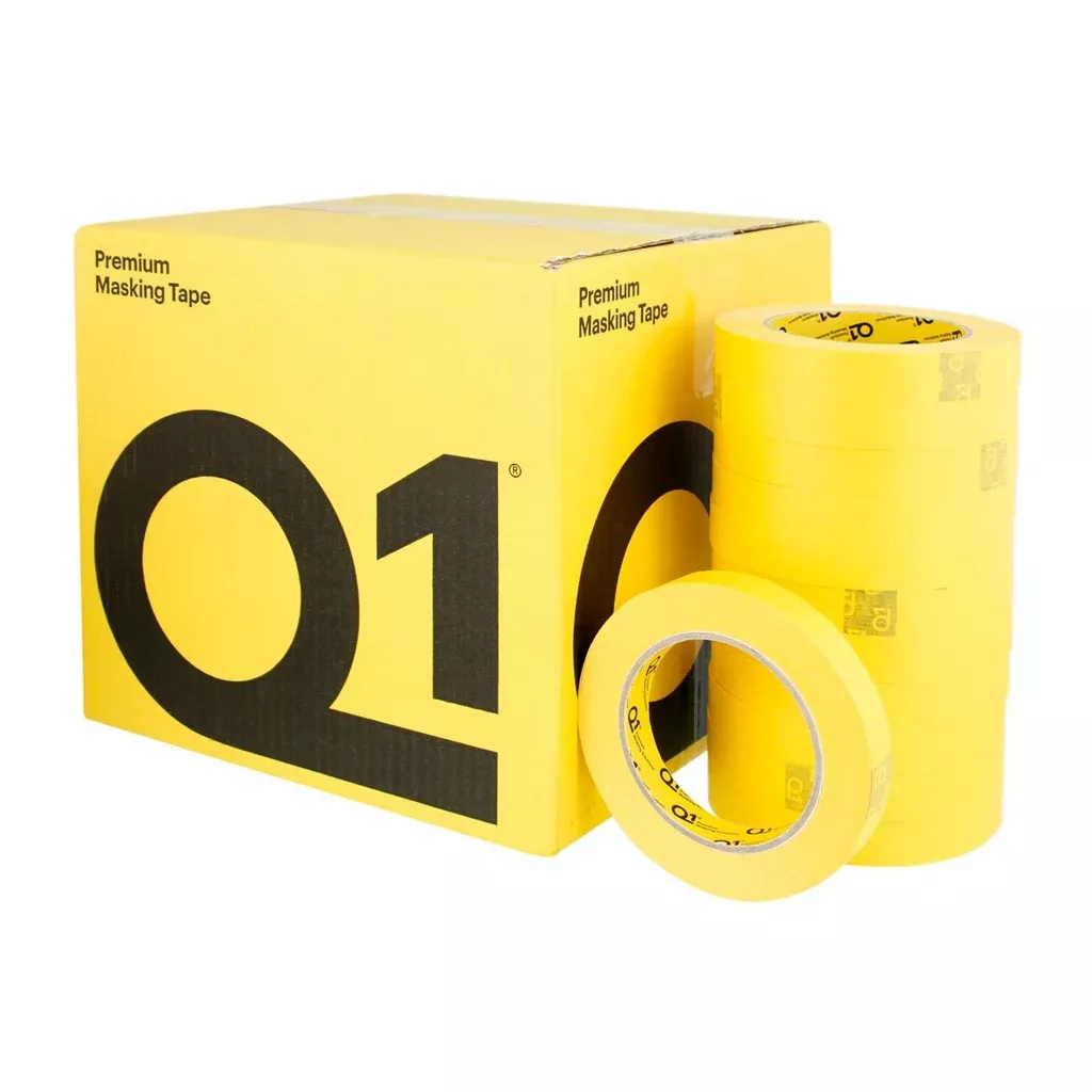 Q1 PREMIUM YELLOW AUTOMOTIVE MASKING TAPE 3/4" CASE (48 ROLLS)