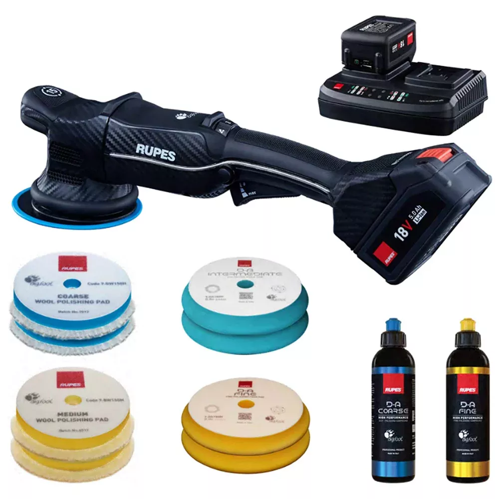 RUPES Bigfoot iBrid 5" Cordless Random Orbital Polisher HLR15 - 15 mm Orbit - Basic Kit