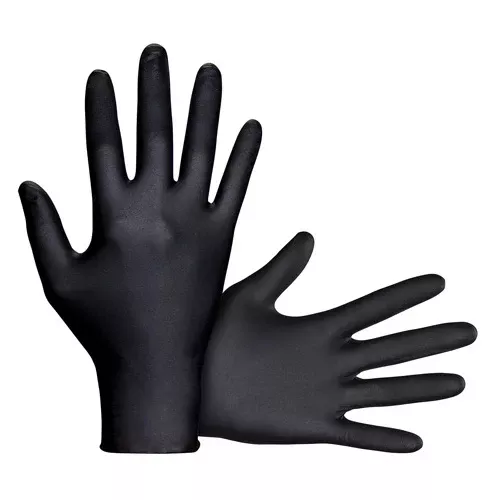 SAS Raven Black Nitrile Safety Gloves Disposable Chemical Resistant