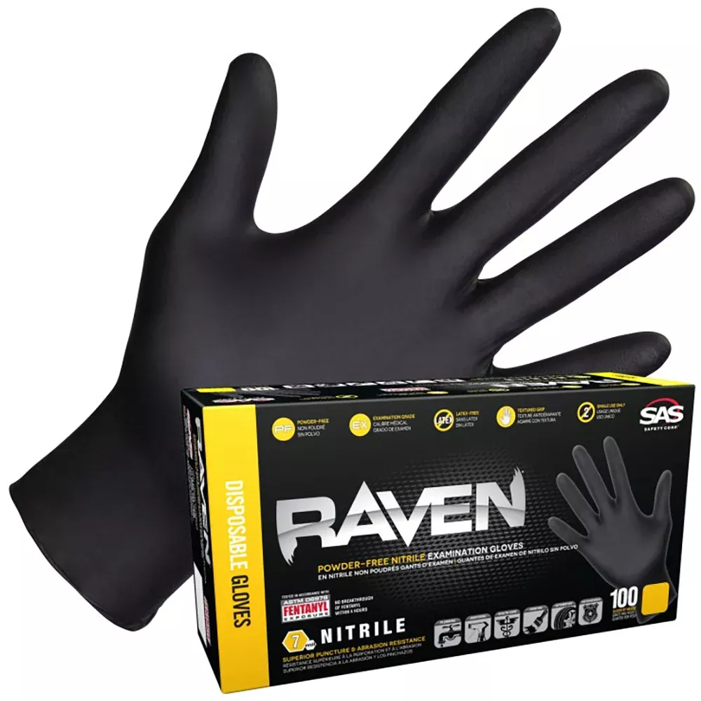 SAS Raven Powder Free Nitrile Gloves - Small (Box of 100)