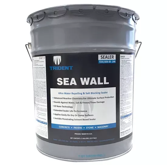 Trident Seawall Water & Salt Barrier Sealer – Ultimate Hardscape Protection Against Water Damage & Freeze/Thaw Deterioration