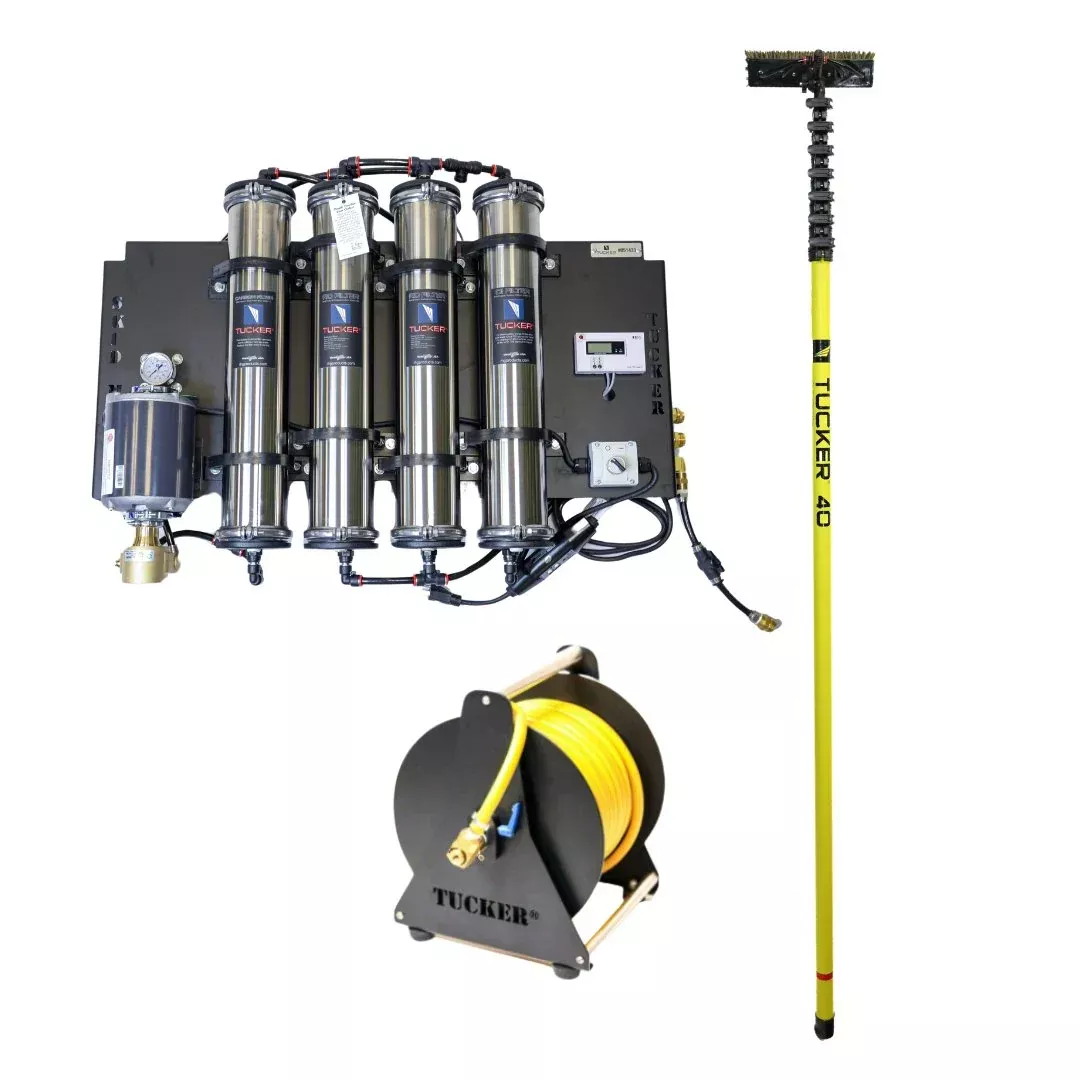 Tucker Water Fed Pole - Skid Mount Kit - 12V w/ 40' reach carbon fiber pole
