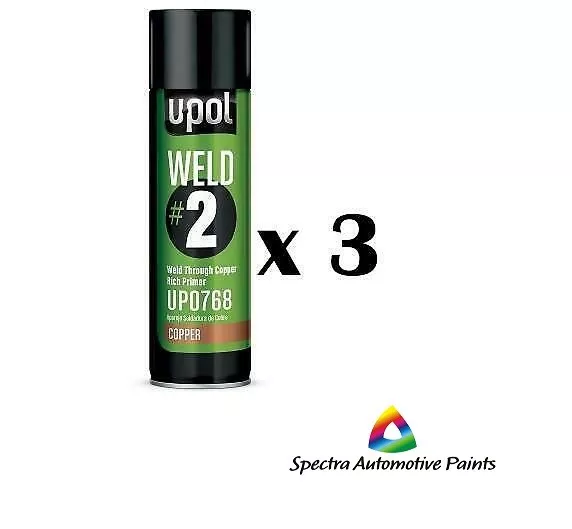Upol Weld #2 Weld Through Copper Rich Primer 450ml Aerosols x 3