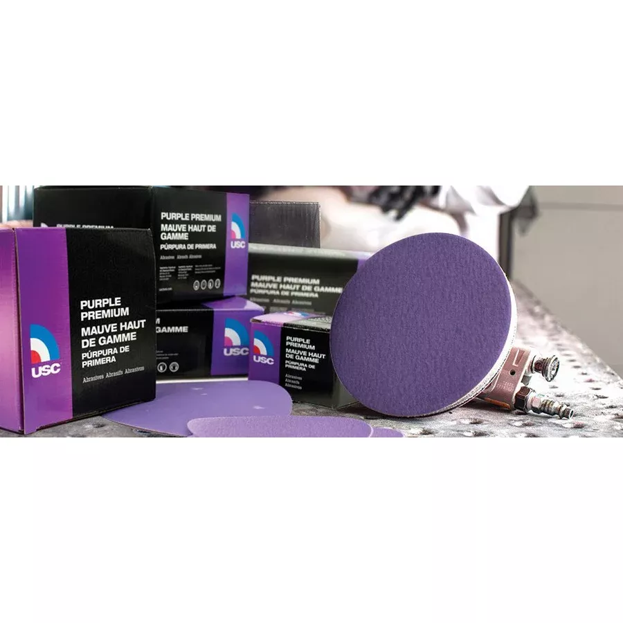 USC Purple Premium Sanding Disc P320 6 in Film Backing Hook and Loop Attachment Part 991414