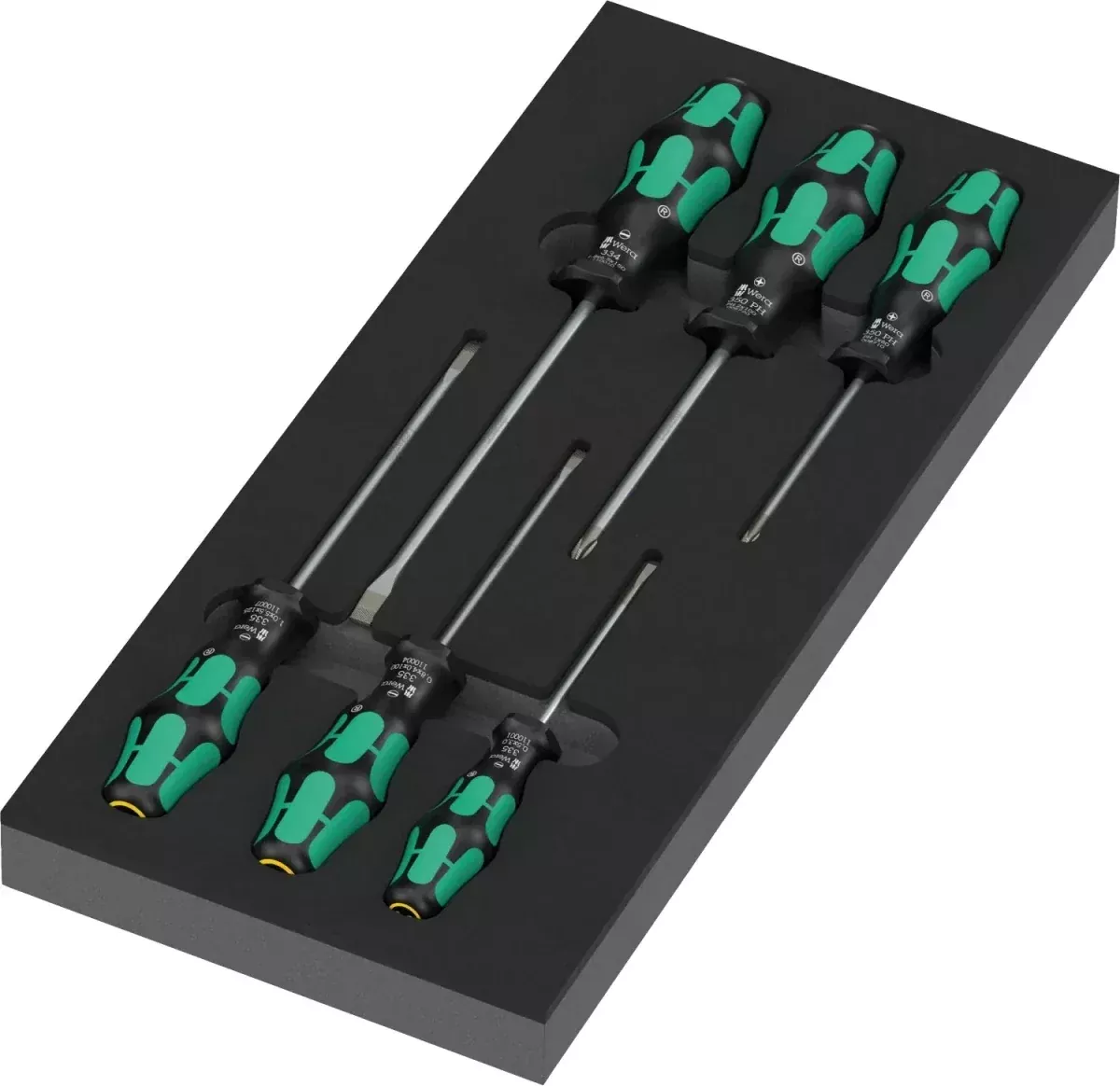 Wera 05150127001 9717 Kraftform Series 300 Screwdriver Set in Shadow Foam Insert - 7 Piece