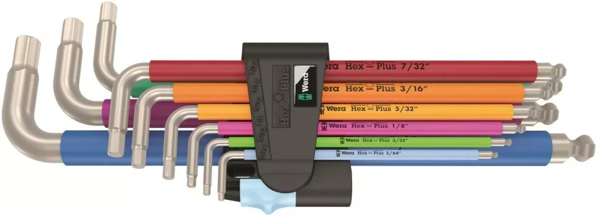 Wera 3950/9 Hex-Plus Multicolor Stainless 1 L-Key Set SAE 05022860001