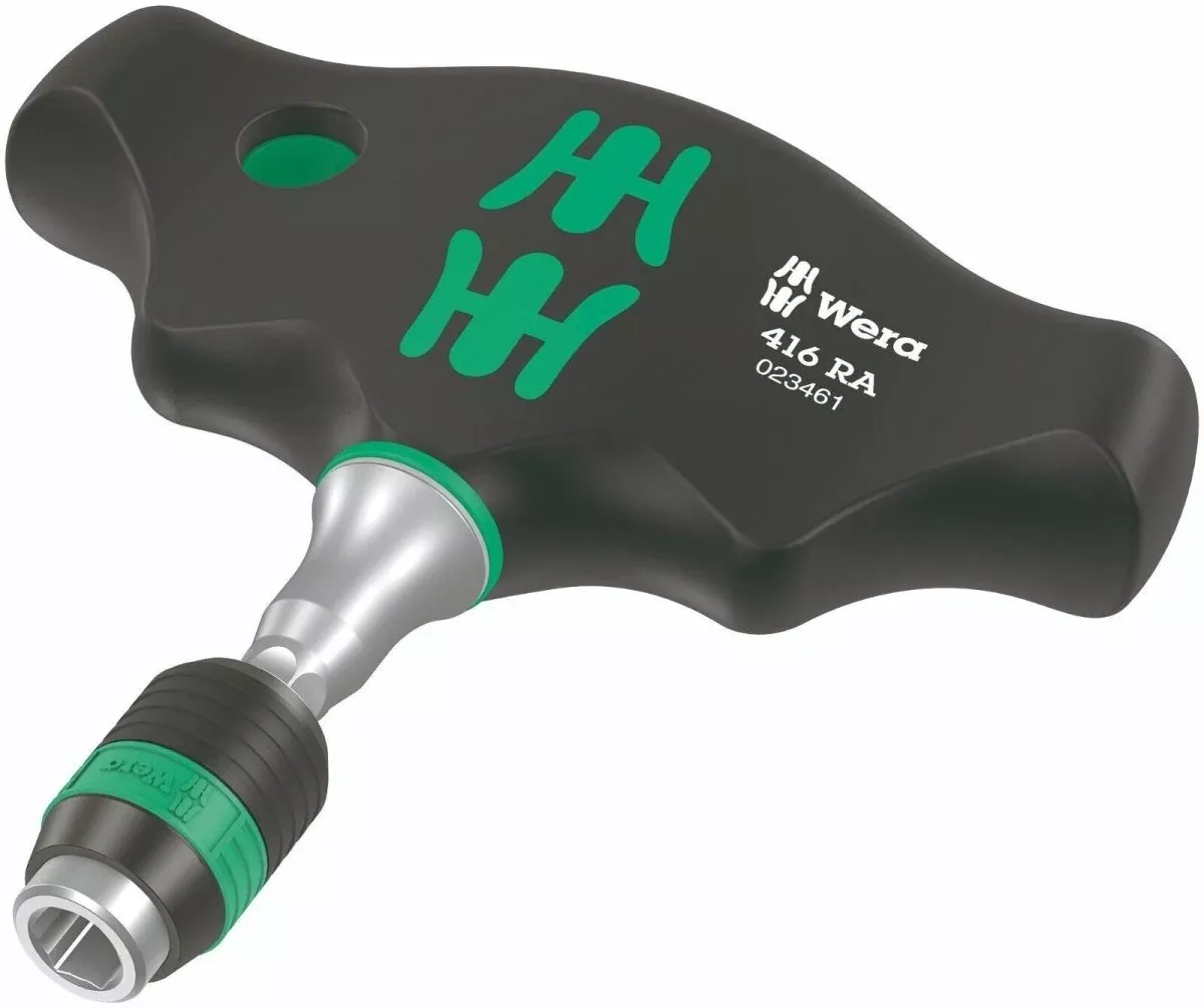 Wera 416 RA Ratcheting T-Handle Screwdriver With Rapidaptor 05023461001