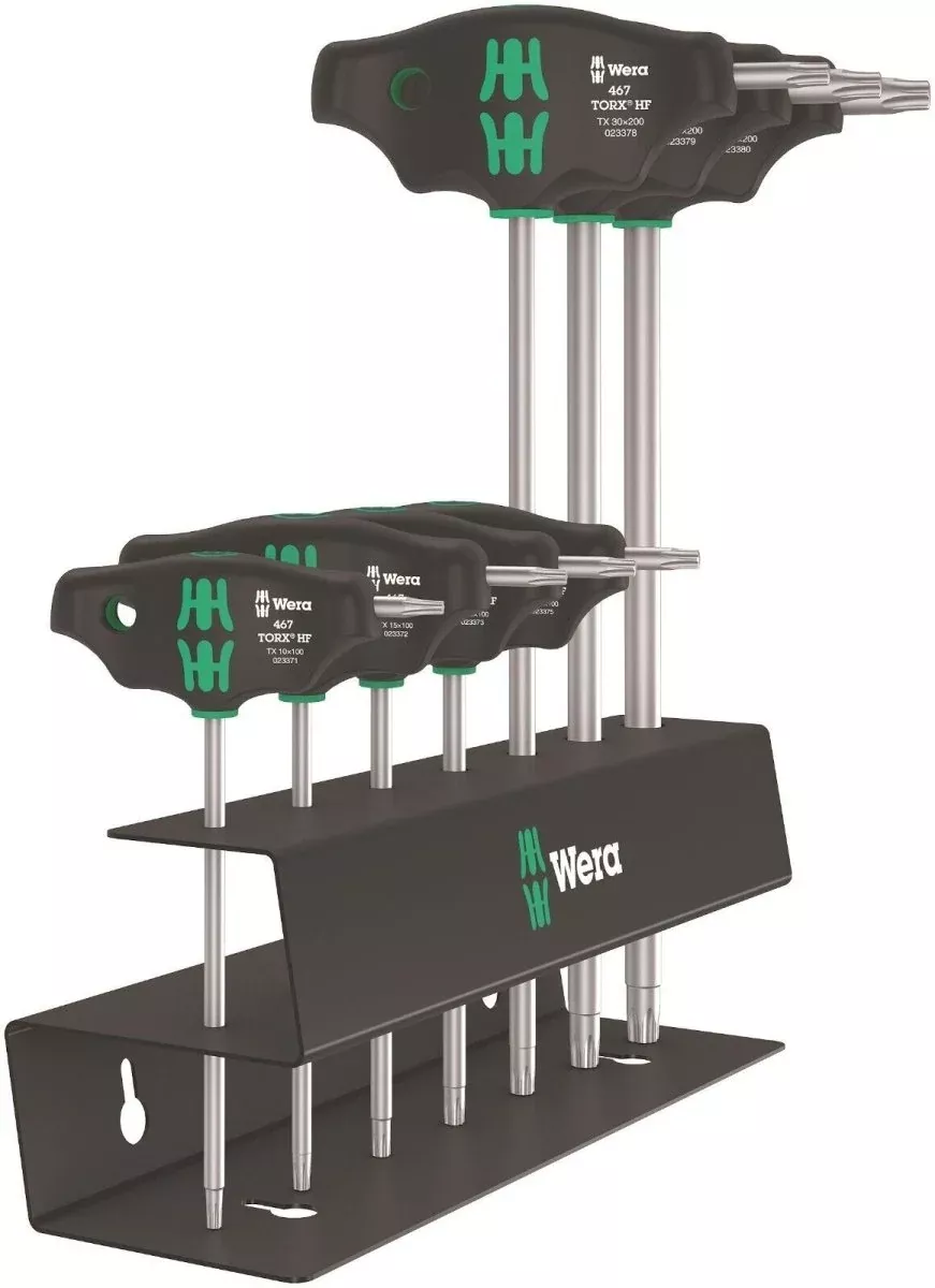 Wera 467/7 HF Set 2 TORX T-Handle Screwdriver Set With Rack 7 Piece 05023456001