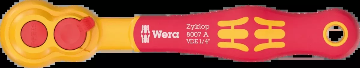Wera 8007 A VDE Zyklop 1/4" Insulated Ratchet – 1000V Rated (05004866001)